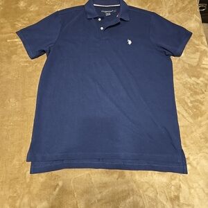 Men's Navy Polo Shirt Large Slim Fit
